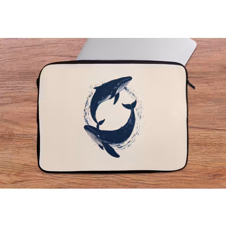 Laptophoes - Walvissen - Spetters - Cirkel - Donkerblauw — 2