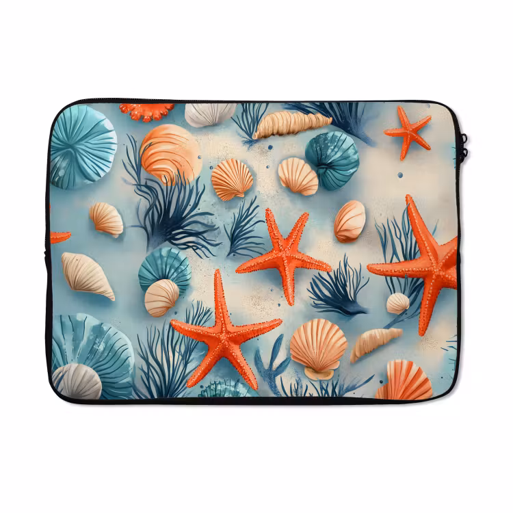 Laptophoes - Zeesterren - Schelpen - Illustratie - Zand — 5
