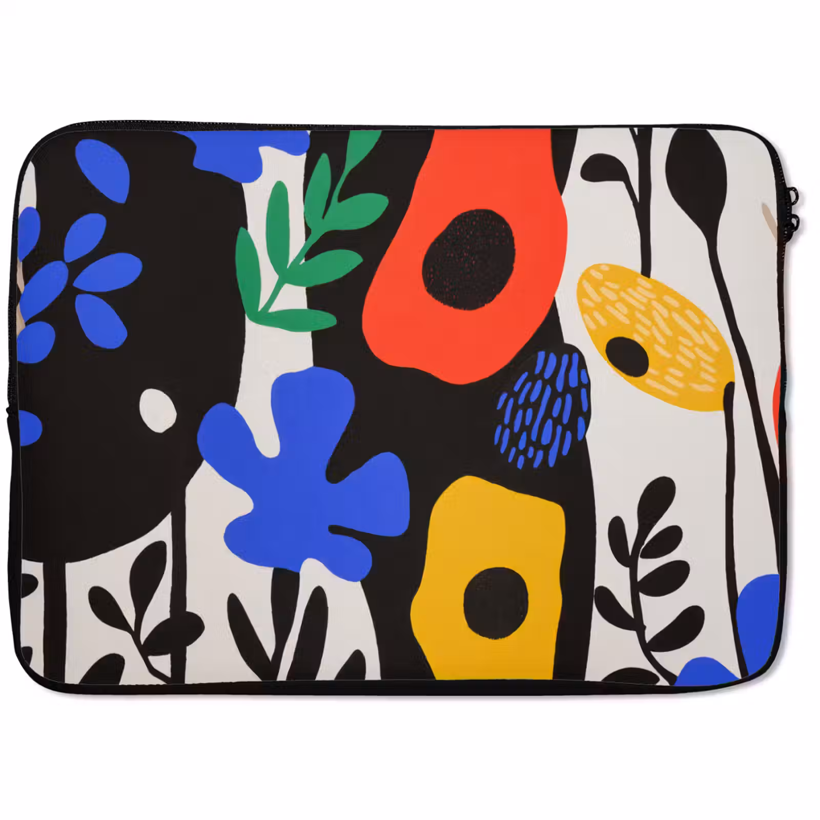 Laptophoes - Bloemen - Bladeren - Abstract - Zwart — 1