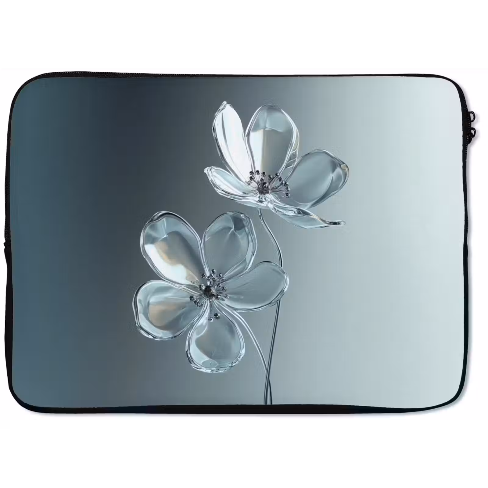 Laptophoes - Kristal - Bloemen - Grijs — 1