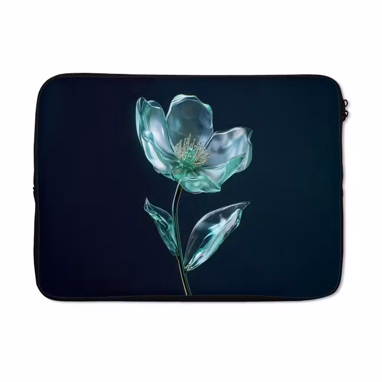 Laptophoes - Bladeren - Bloem - Glazen - Donkerblauw — 5