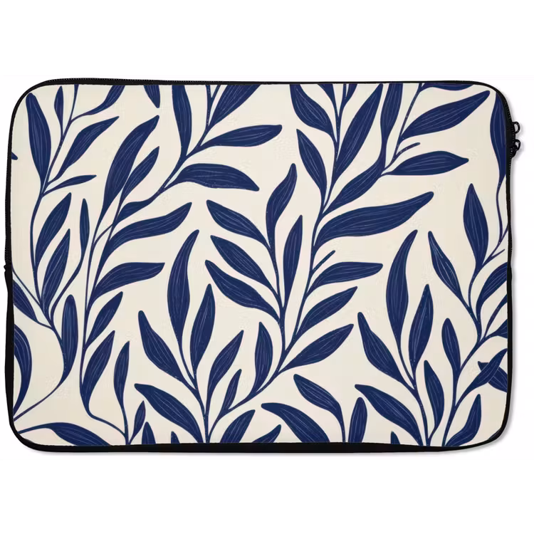 Laptophoes - Bladeren - Klimop - Donkerblauw — 1