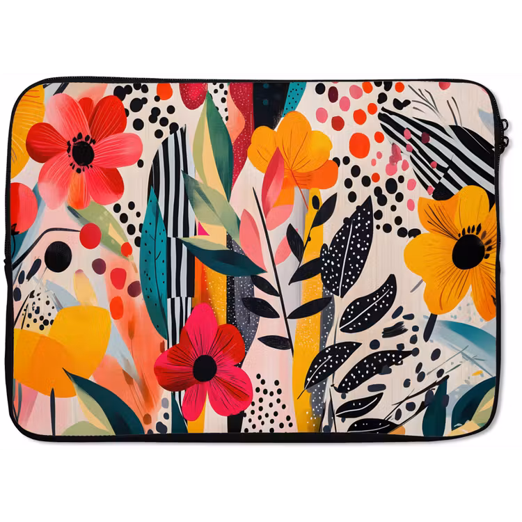Laptophoes - Bloemen - Bladeren - Abstract - Kleurrijk — 1