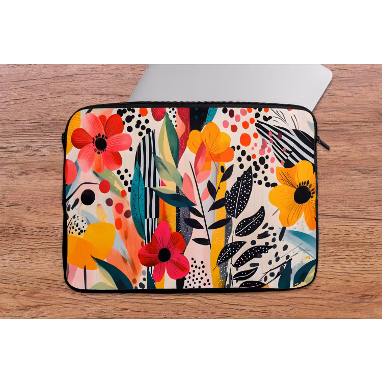 Laptophoes - Bloemen - Bladeren - Abstract - Kleurrijk — 2