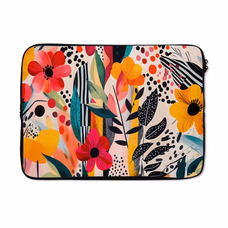 Laptophoes - Bloemen - Bladeren - Abstract - Kleurrijk — 5
