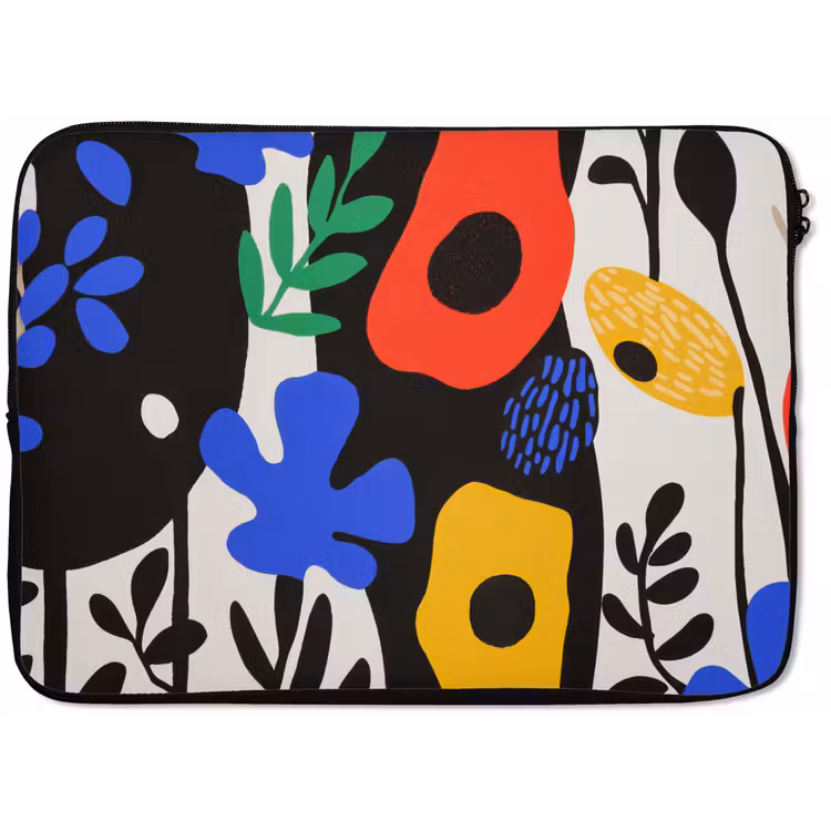 Laptophoes - Bloemen - Bladeren - Abstract - Zwart — 1