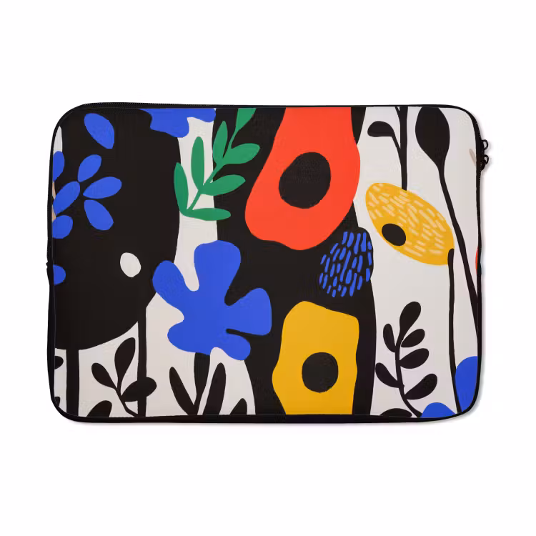 Laptophoes - Bloemen - Bladeren - Abstract - Zwart — 5