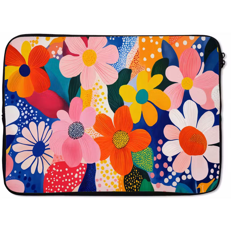 Laptophoes - Bloemen - Kleurrijk - Stippen — 1
