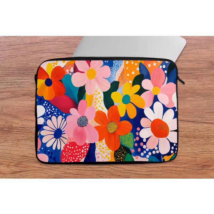 Laptophoes - Bloemen - Kleurrijk - Stippen — 2