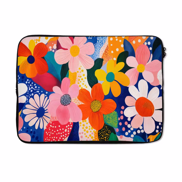 Laptophoes - Bloemen - Kleurrijk - Stippen — 5