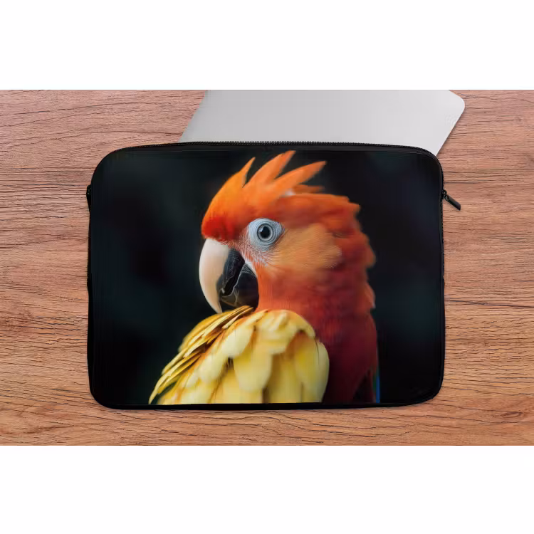 Laptophoes - Close-up - Papegaai - Veren - Oranje — 2