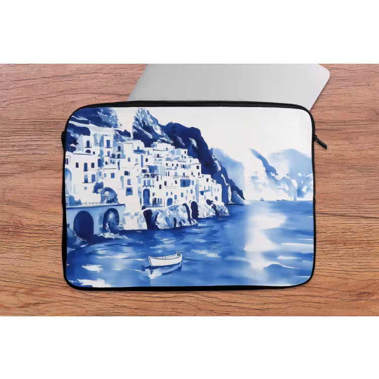Laptophoes - Dorp - Rotswand - Roeiboot - Water — 2