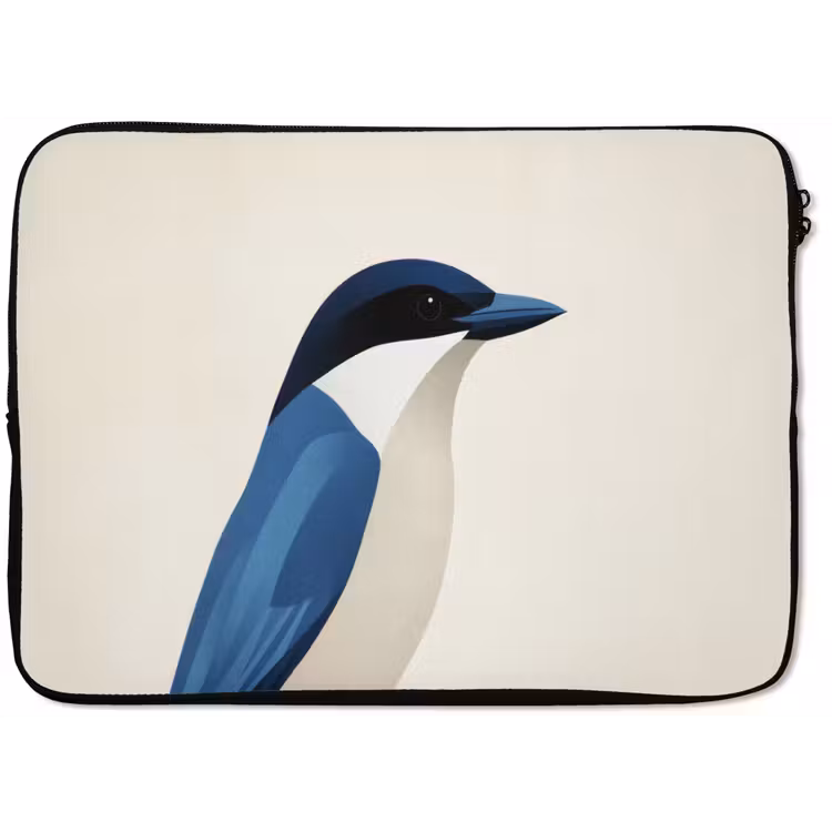 Laptophoes - Illustratie - Blauw - Vogel — 1