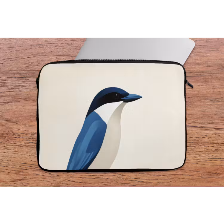 Laptophoes - Illustratie - Blauw - Vogel — 2
