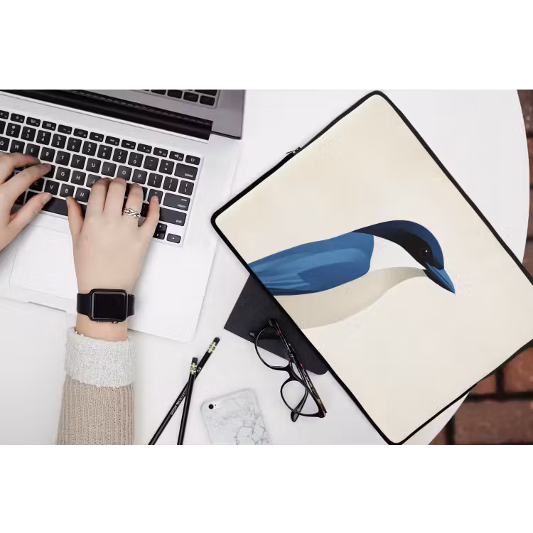 Laptophoes - Illustratie - Blauw - Vogel — 3