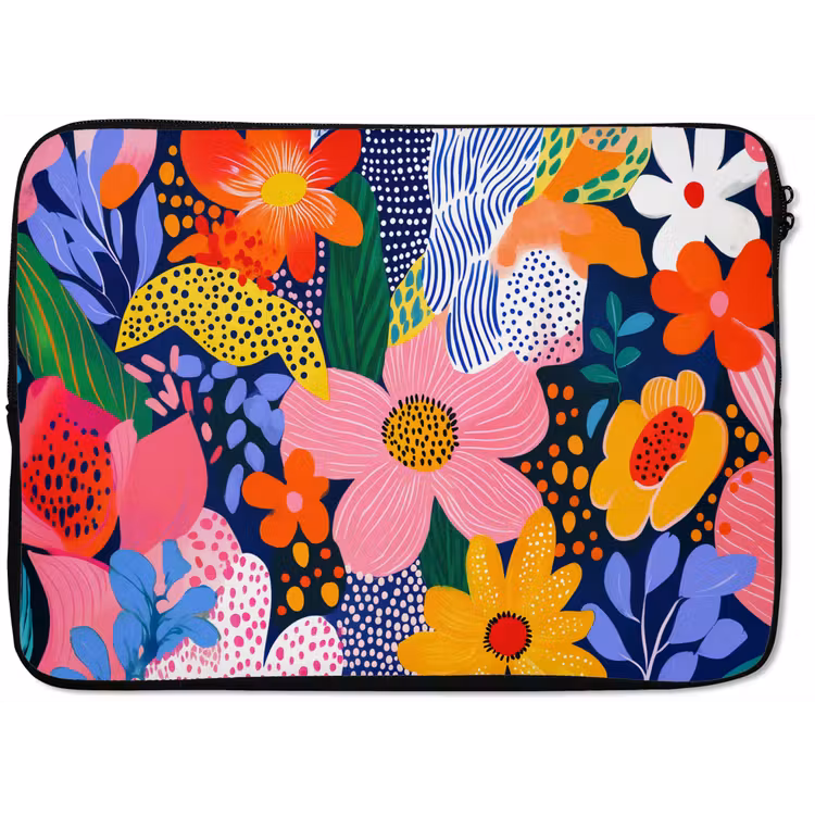 Laptophoes - Kleurrijk - Bloemen - Abstract - Stippen — 1