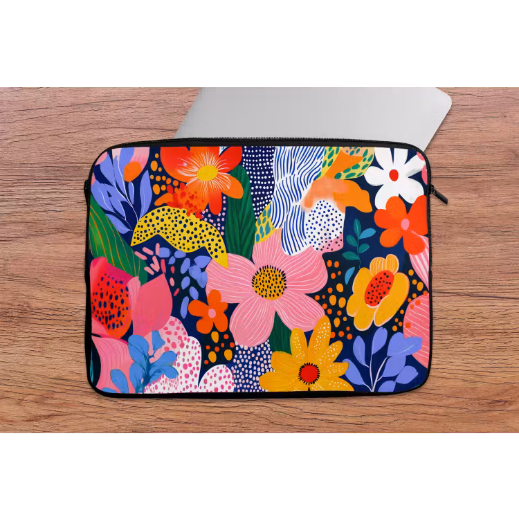 Laptophoes - Kleurrijk - Bloemen - Abstract - Stippen — 2