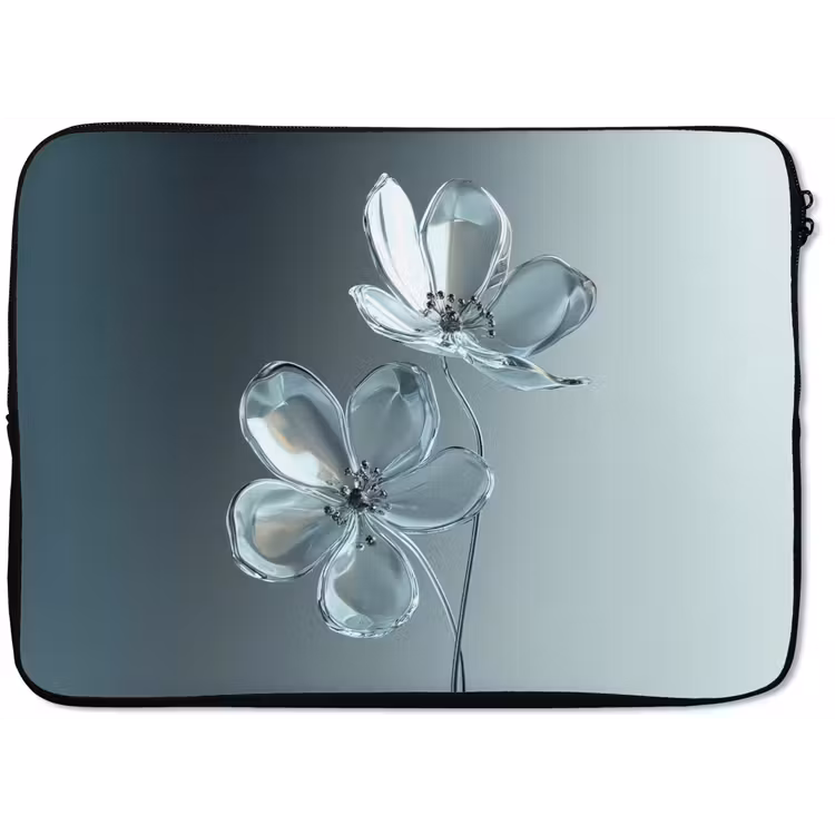 Laptophoes - Kristal - Bloemen - Grijs — 1