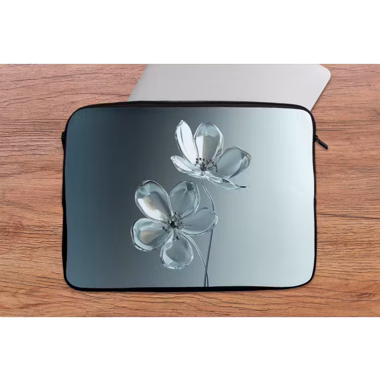 Laptophoes - Kristal - Bloemen - Grijs — 2