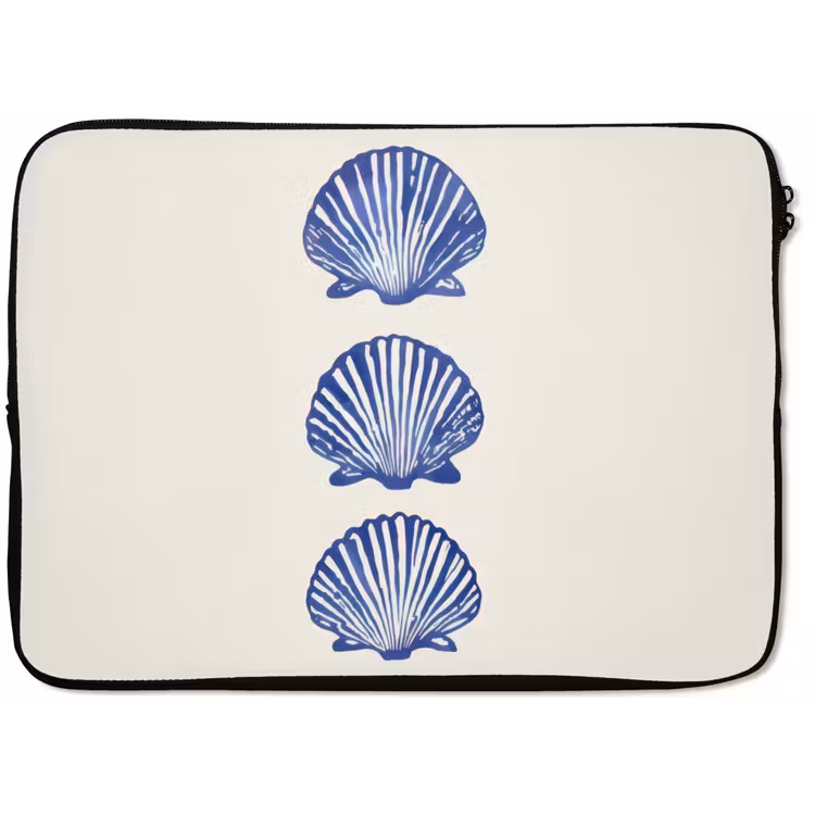 Laptophoes - Schelpen - Blauw - Patroon — 1