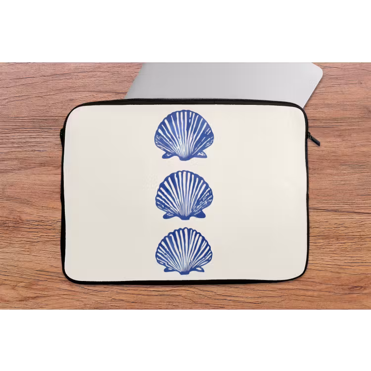 Laptophoes - Schelpen - Blauw - Patroon — 2