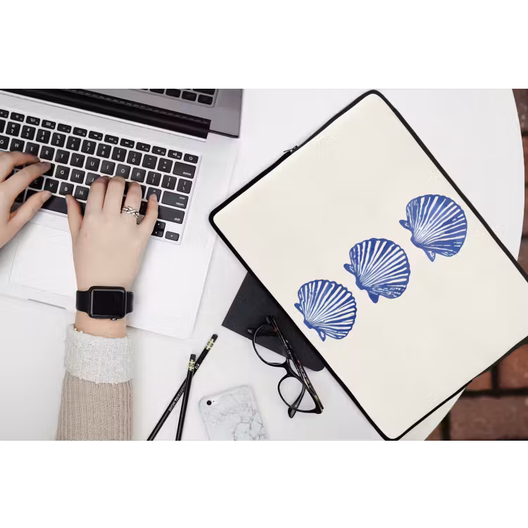 Laptophoes - Schelpen - Blauw - Patroon — 3