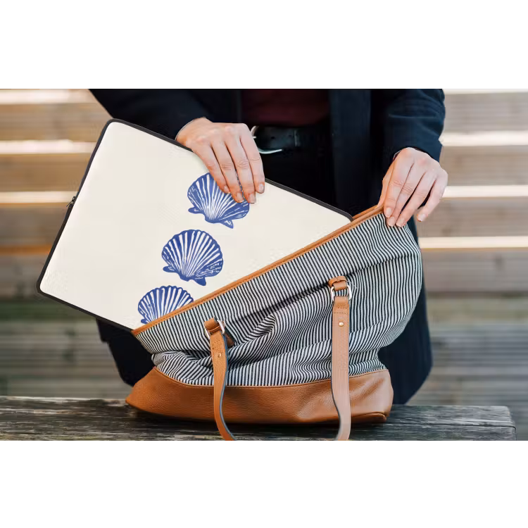 Laptophoes - Schelpen - Blauw - Patroon — 4