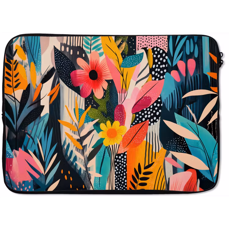 Laptophoes - Schilderij - Abstract - Bloemen - Roze — 1