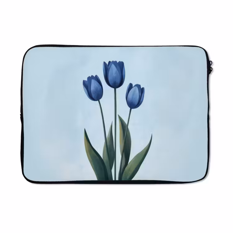 Laptophoes - Tulpen - Blauw - Bladeren — 5