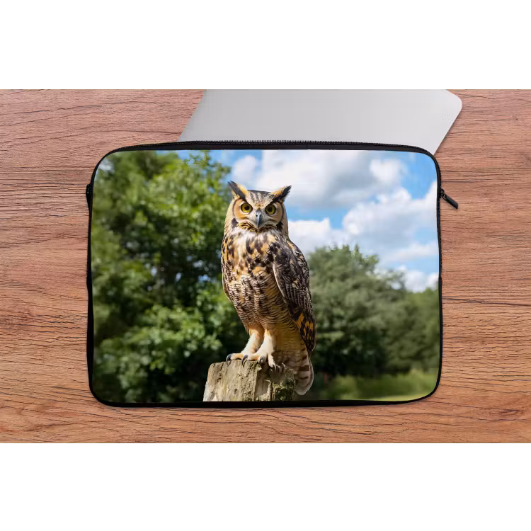 Laptophoes - Uil - Boomstronk - Bos - Lucht — 2