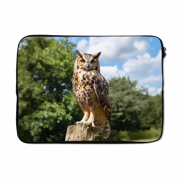 Laptophoes - Uil - Boomstronk - Bos - Lucht — 5