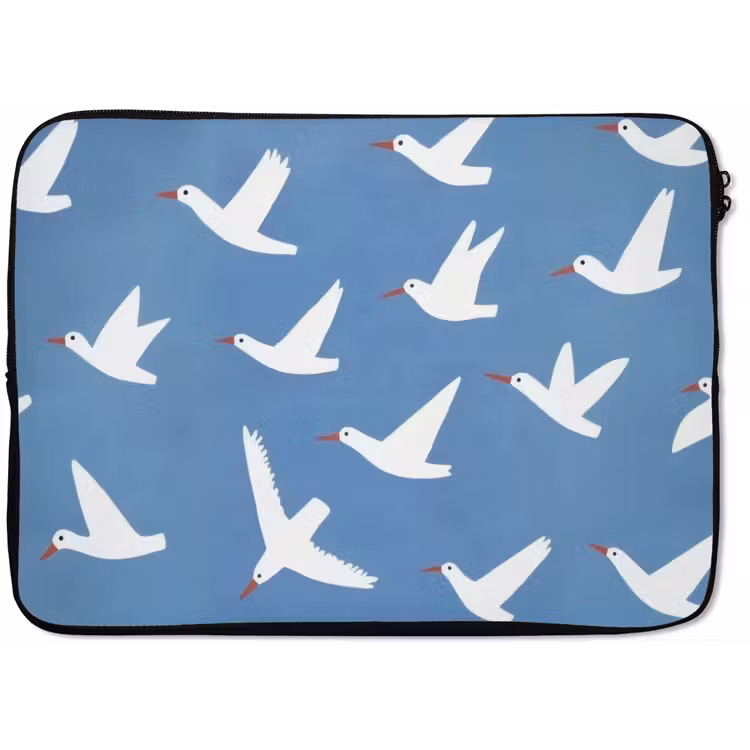 Laptophoes - Vogels - Wit - Patroon — 1
