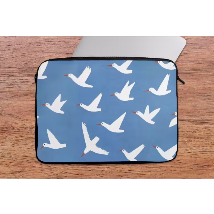 Laptophoes - Vogels - Wit - Patroon — 2