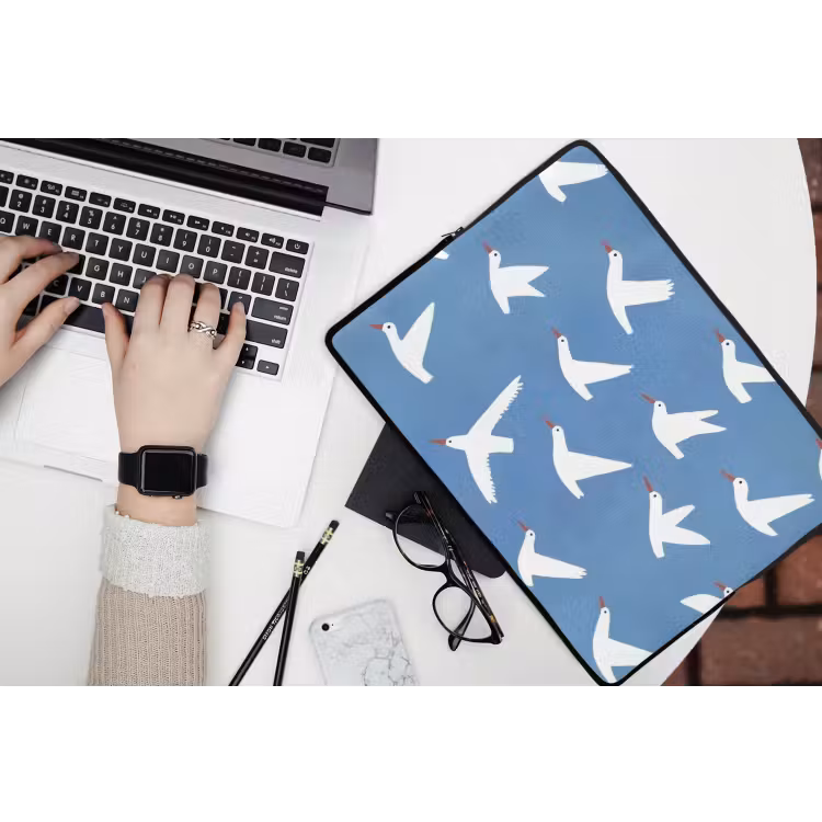 Laptophoes - Vogels - Wit - Patroon — 3