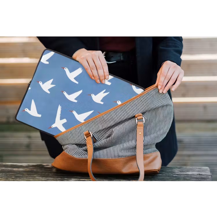 Laptophoes - Vogels - Wit - Patroon — 4