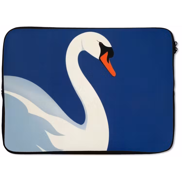 Laptophoes - Zwaan - Wit - Snavel - Illustratie — 1