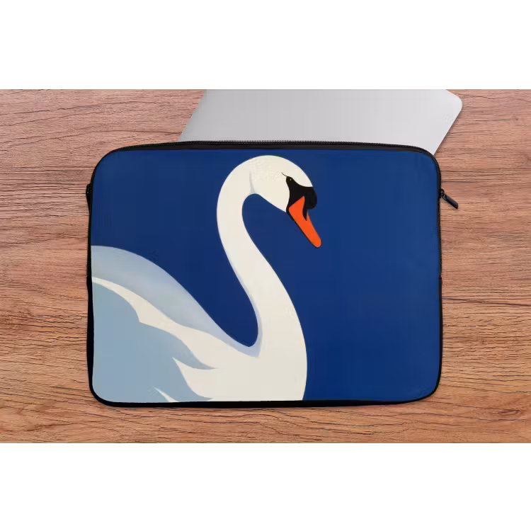 Laptophoes - Zwaan - Wit - Snavel - Illustratie — 2