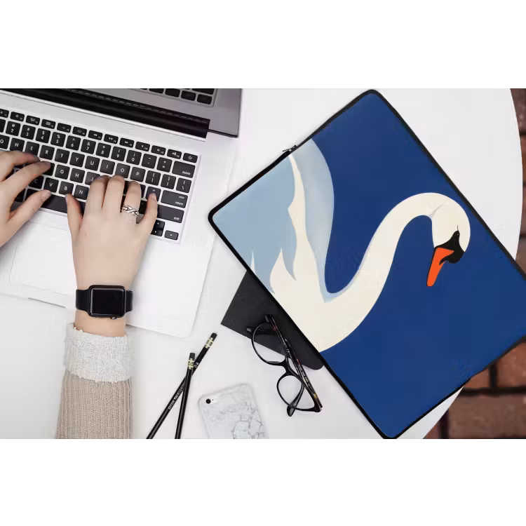Laptophoes - Zwaan - Wit - Snavel - Illustratie — 3
