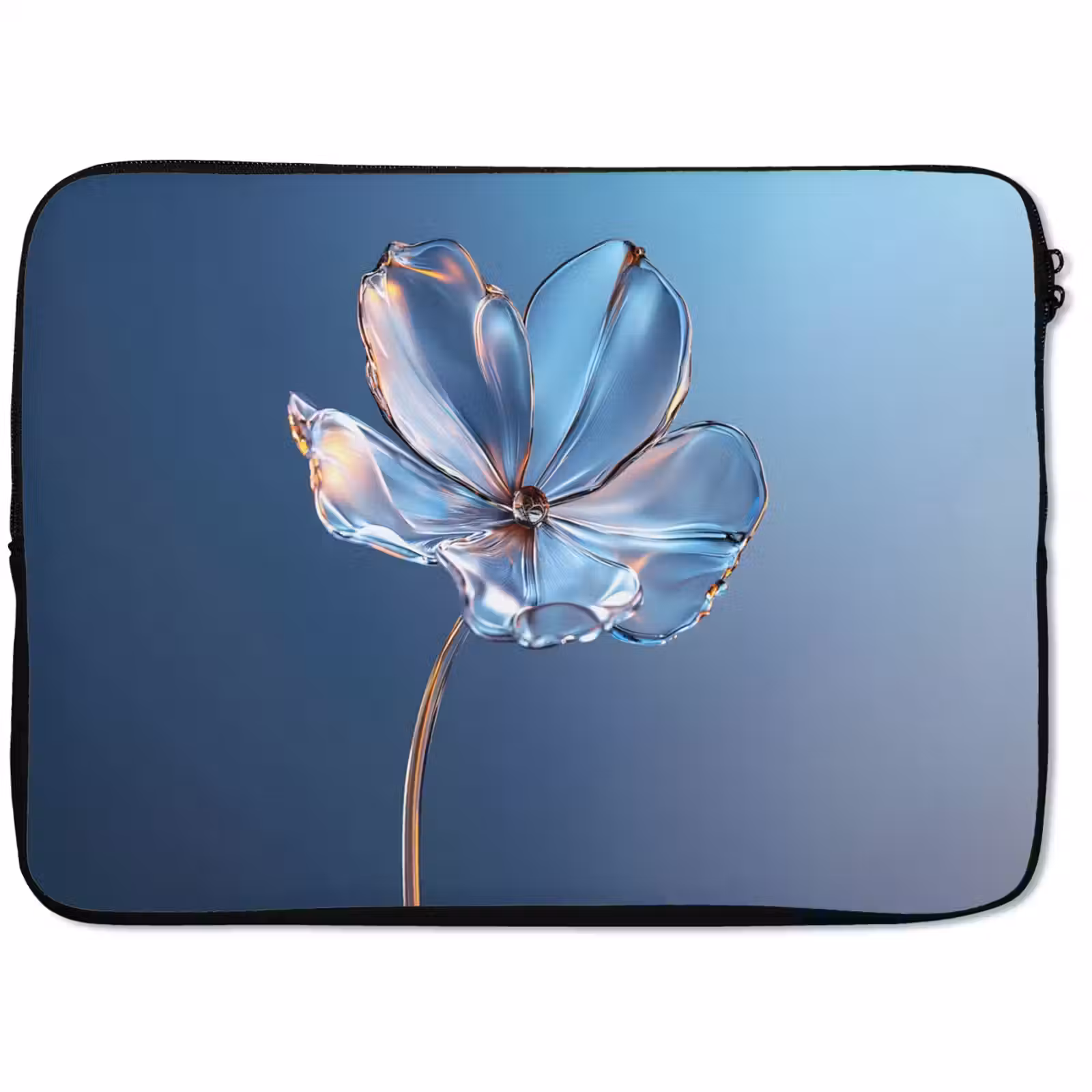 Laptophoes - Blauw - Bloem - Glazen - Sierlijk — 1