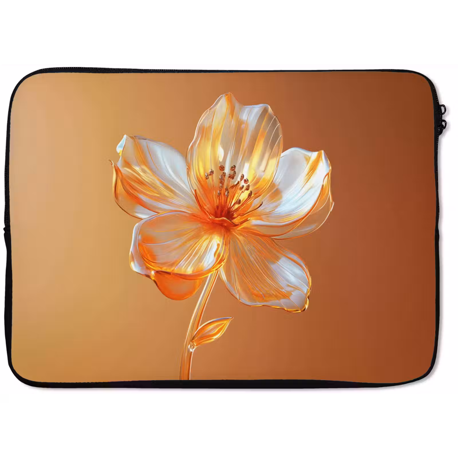 Laptophoes - Glazen - Bloem - Oranje — 1
