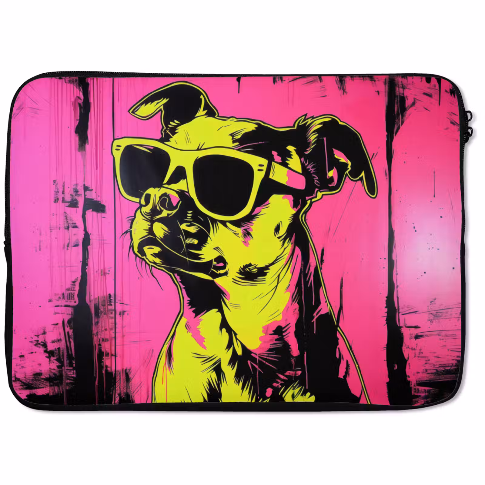 Laptophoes - Hond - Zonnebril - Roze - Art — 1