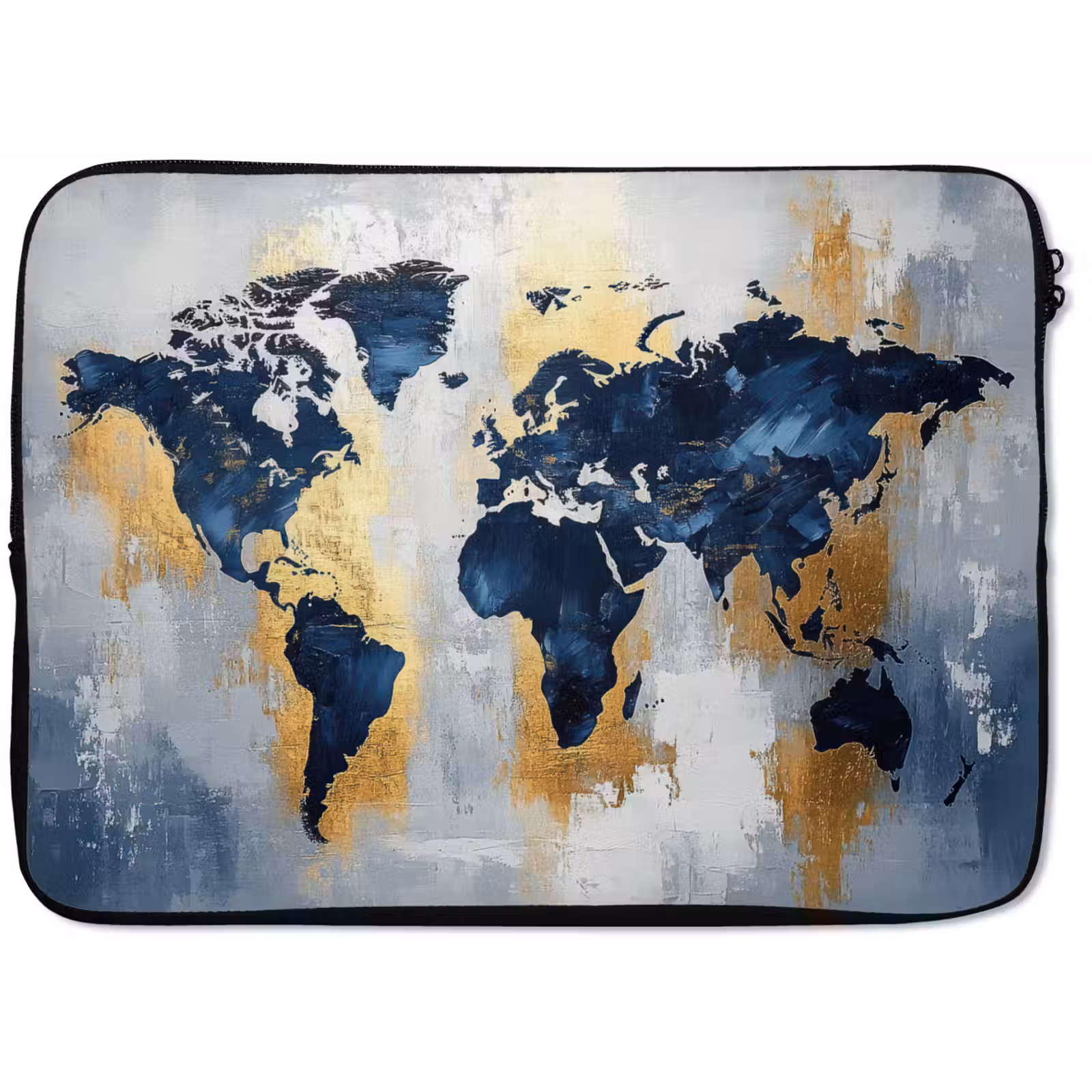 Laptophoes - Wereldkaart - Blauw - Abstract — 1