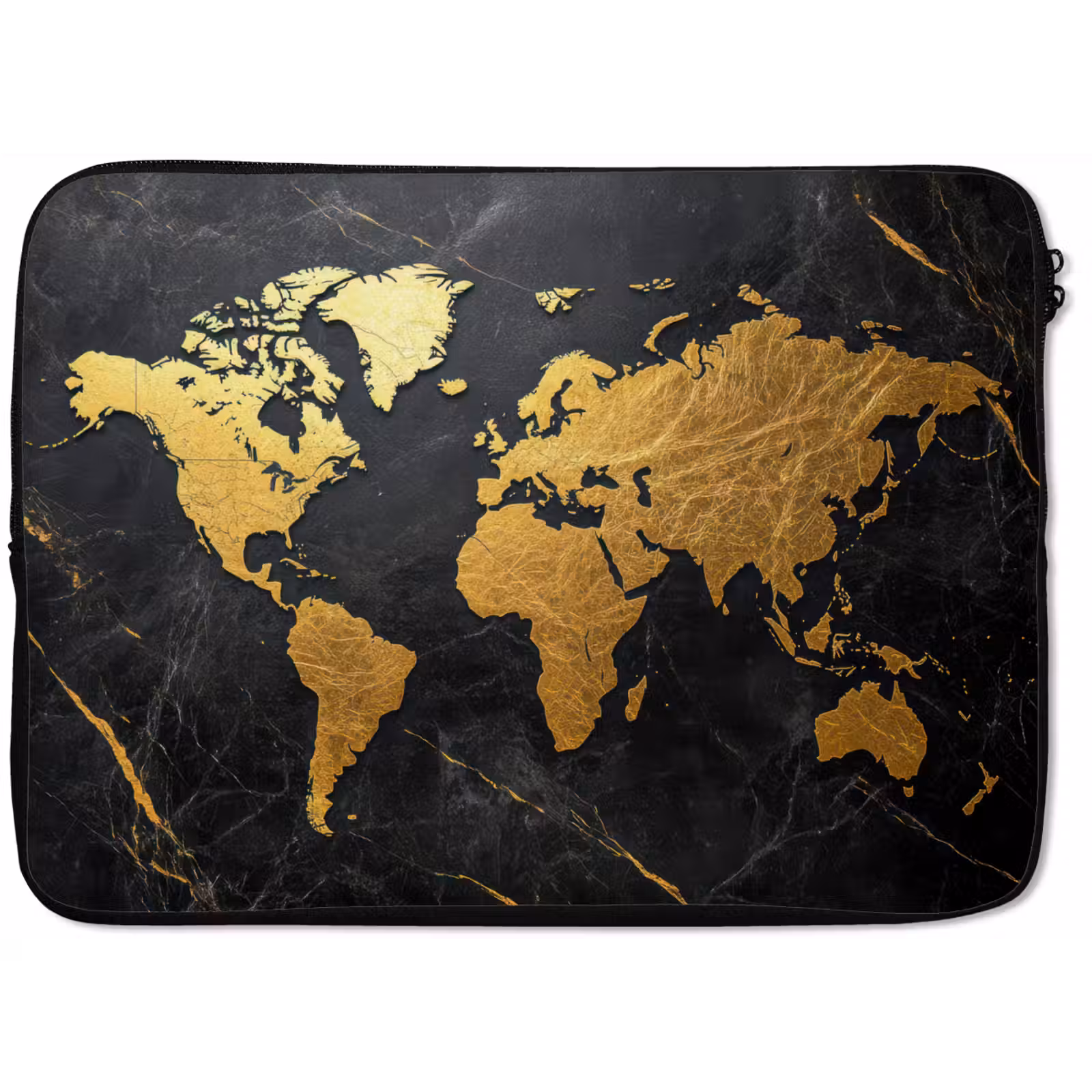 Laptophoes - Wereldkaart - Goud - Marmer — 1