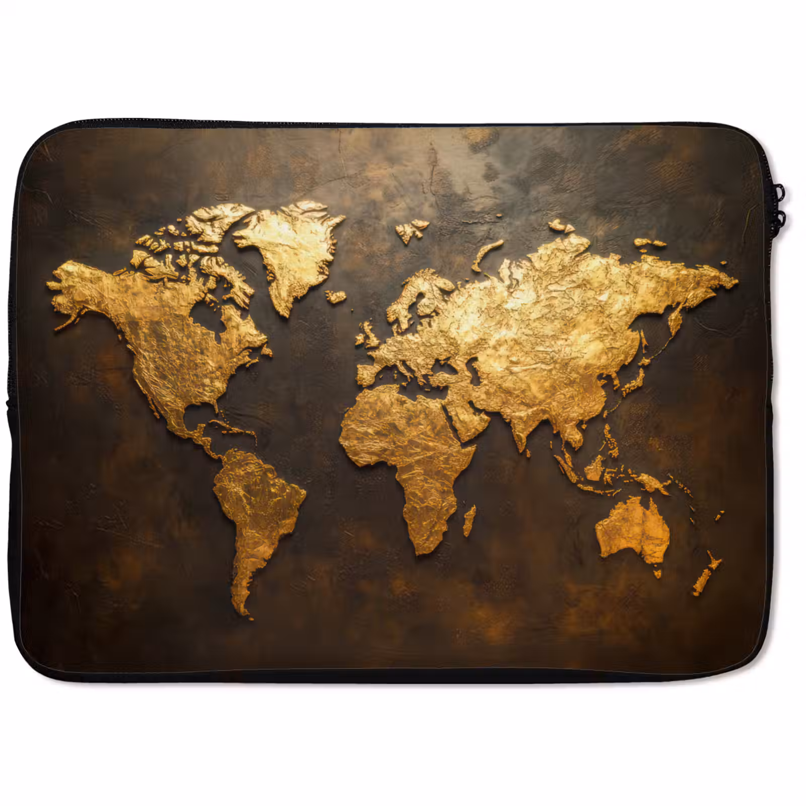 Laptophoes - Wereldkaart - Goud - Roest — 1