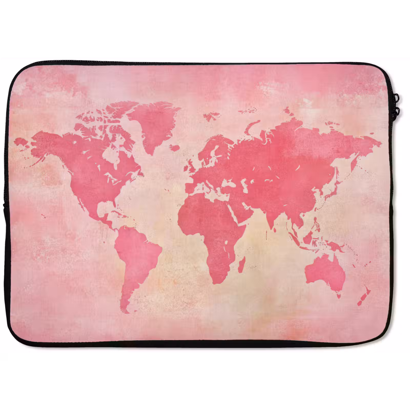Laptophoes - Wereldkaart - Roze - Vaag — 1