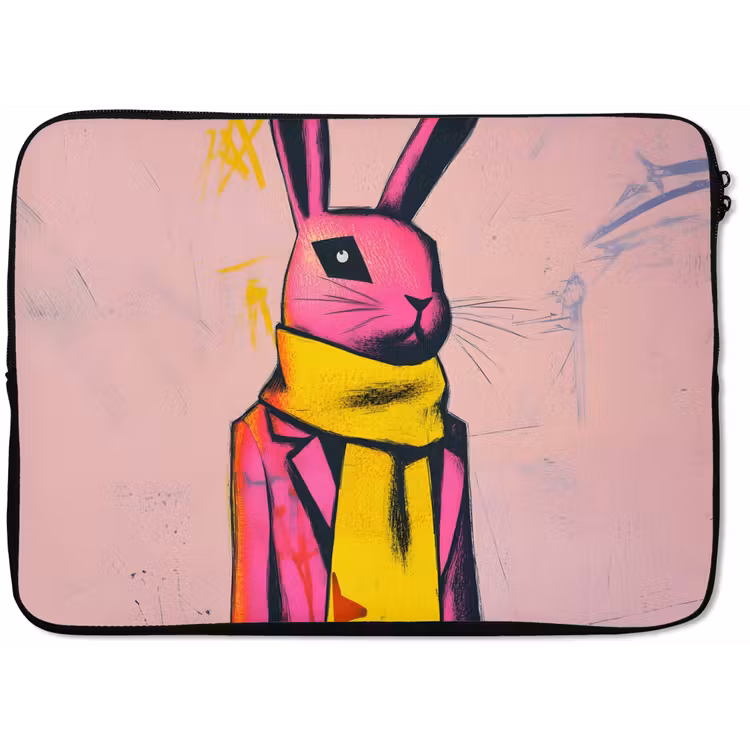 Laptophoes - Abstract - Konijn - Sjaal - Geel — 1