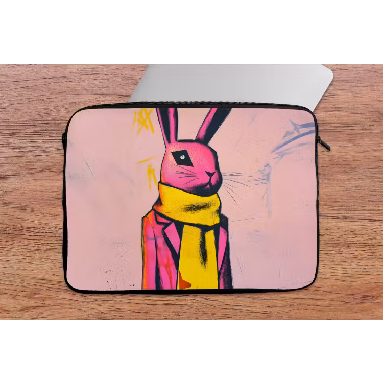 Laptophoes - Abstract - Konijn - Sjaal - Geel — 2