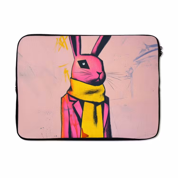 Laptophoes - Abstract - Konijn - Sjaal - Geel — 5