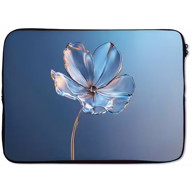 Laptophoes - Blauw - Bloem - Glazen - Sierlijk — 1