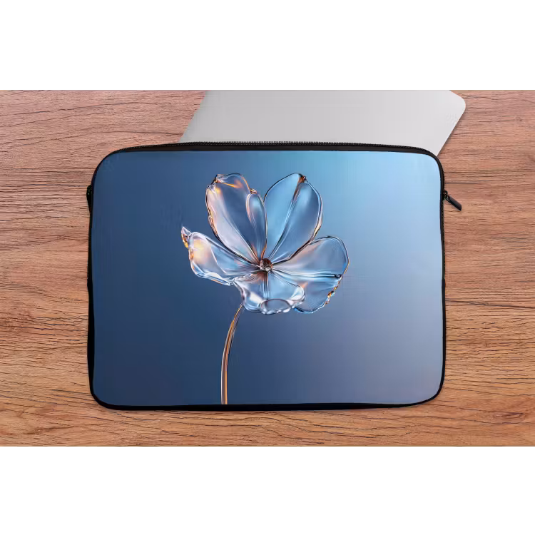 Laptophoes - Blauw - Bloem - Glazen - Sierlijk — 2